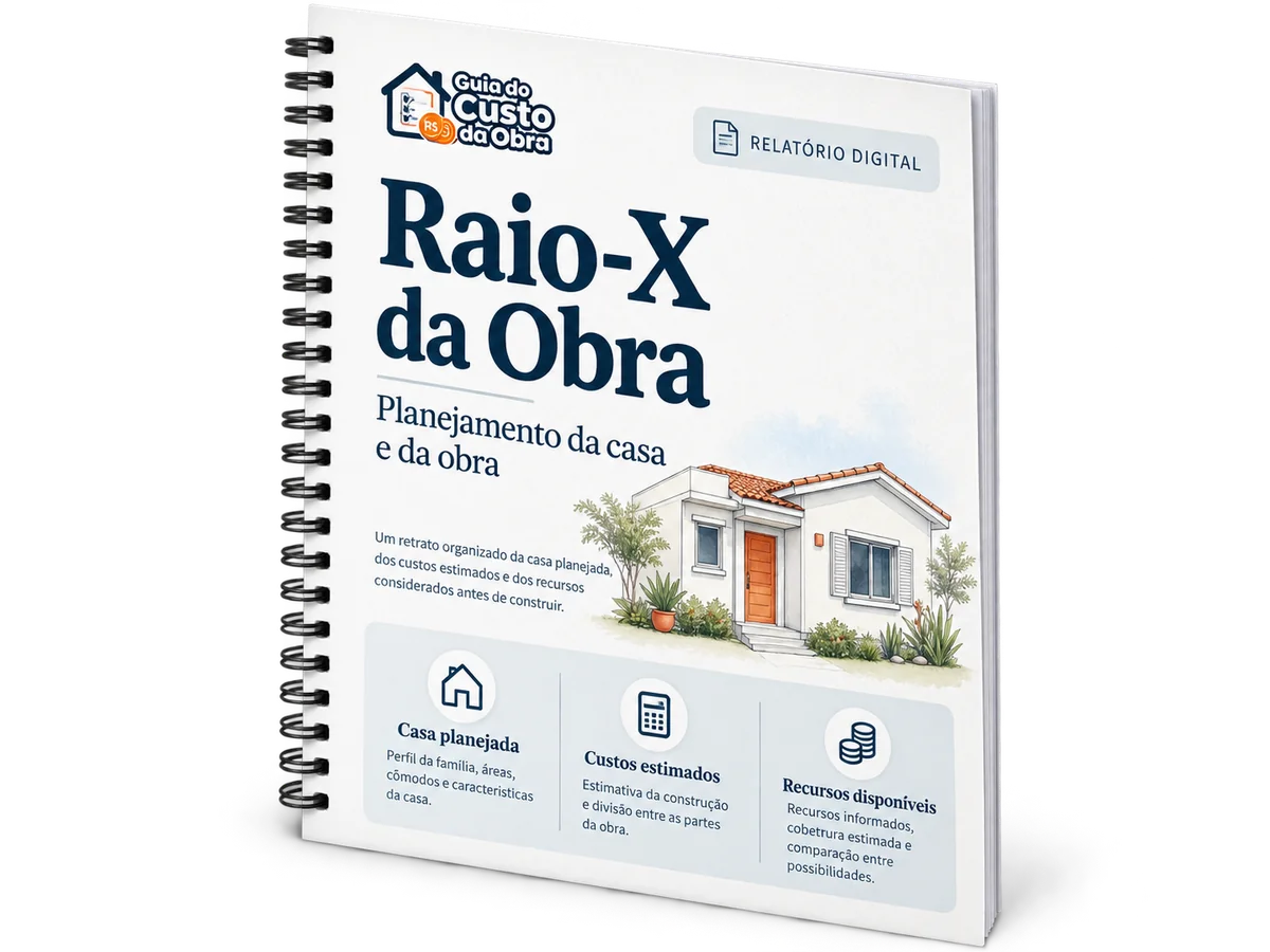 Capa do relatório digital Raio-X da Obra, com planejamento da casa e da construção